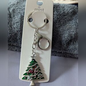 Mint Green and Silver Christmas Tree Key Holder